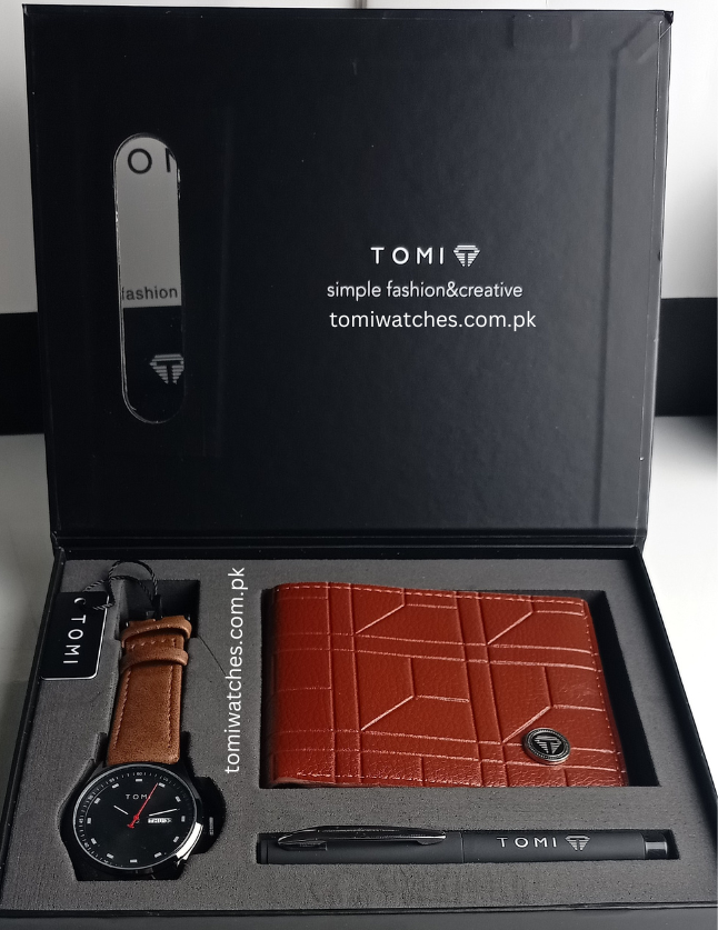 TOMI T-030 3PCS Gift Box Set with Watch, Wallet & Pen - Tomi Watches