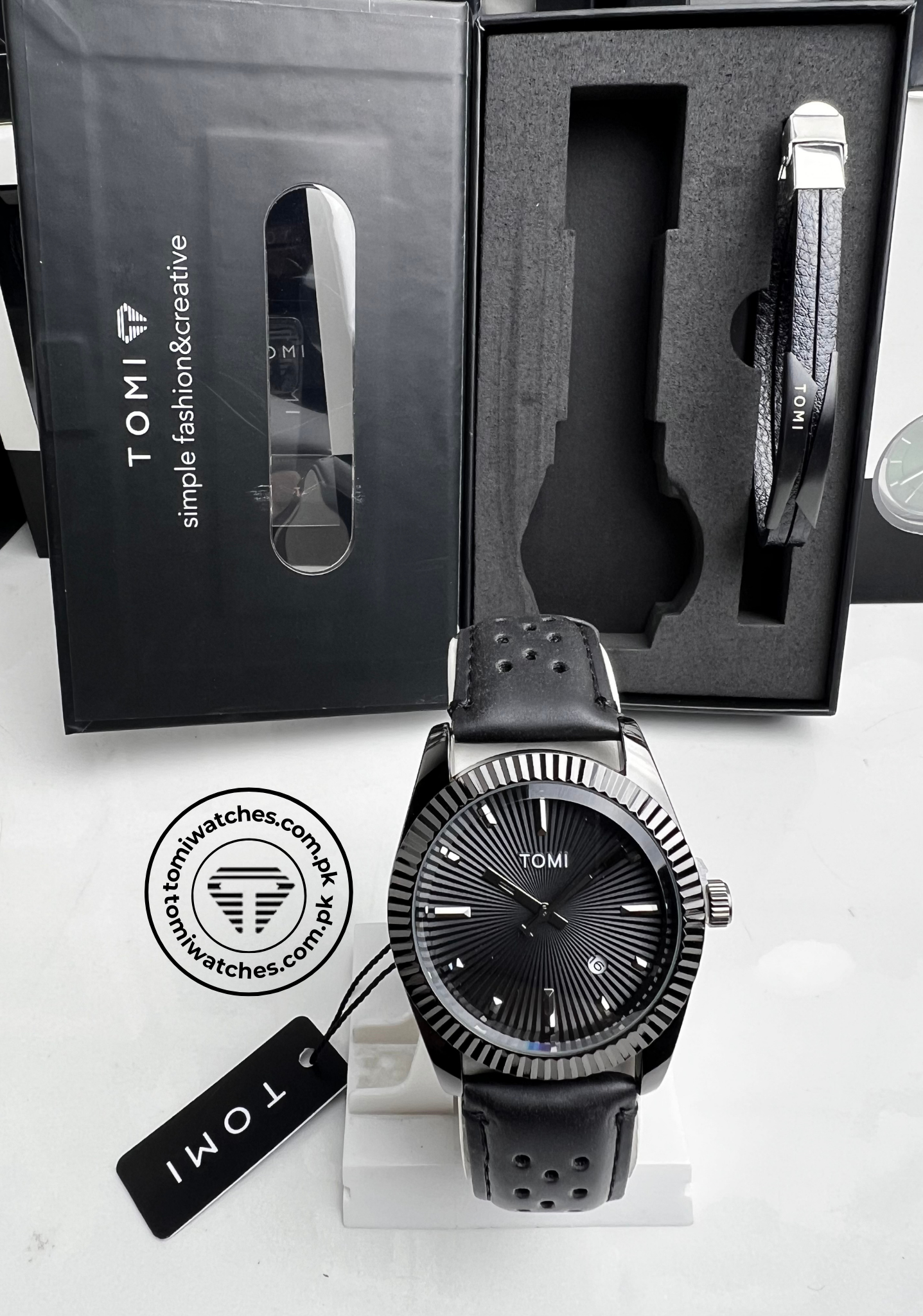 TOMI T-098 Stylish Men's Watch & Bracelet Gift Set - Tomi Watches