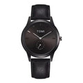 TOMI T-088 Business Quartz Unisex Watch – All-black minimalist watch with a dark dial and matching strap.