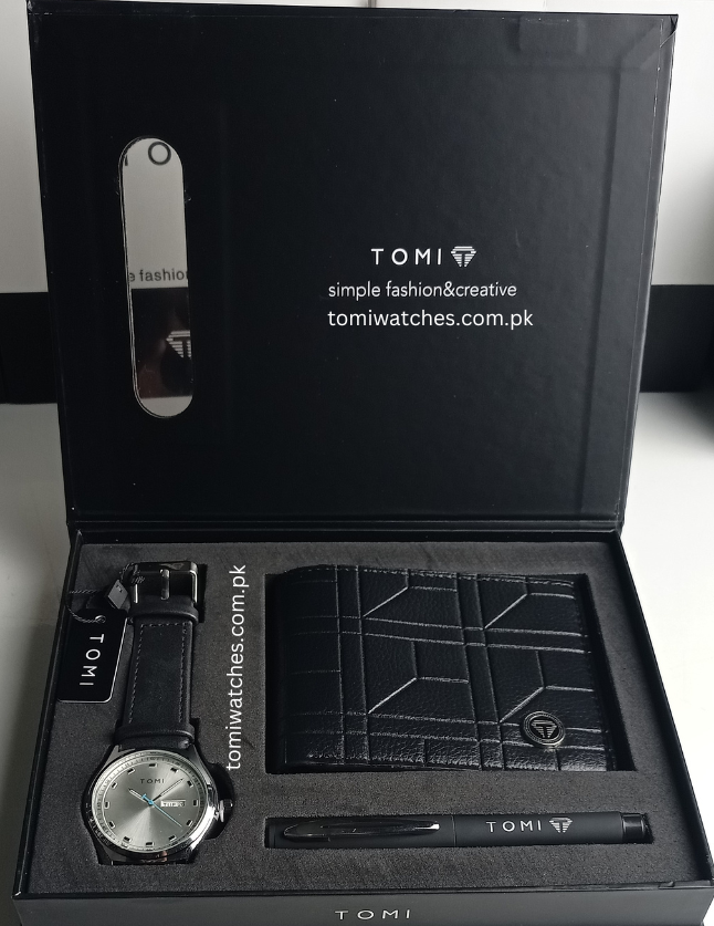 TOMI T-030 3PCS Gift Box Set with Watch, Wallet & Pen - Tomi Watches