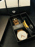 TOMI T-044 Watch & Bracelet Set in Black Gift Box