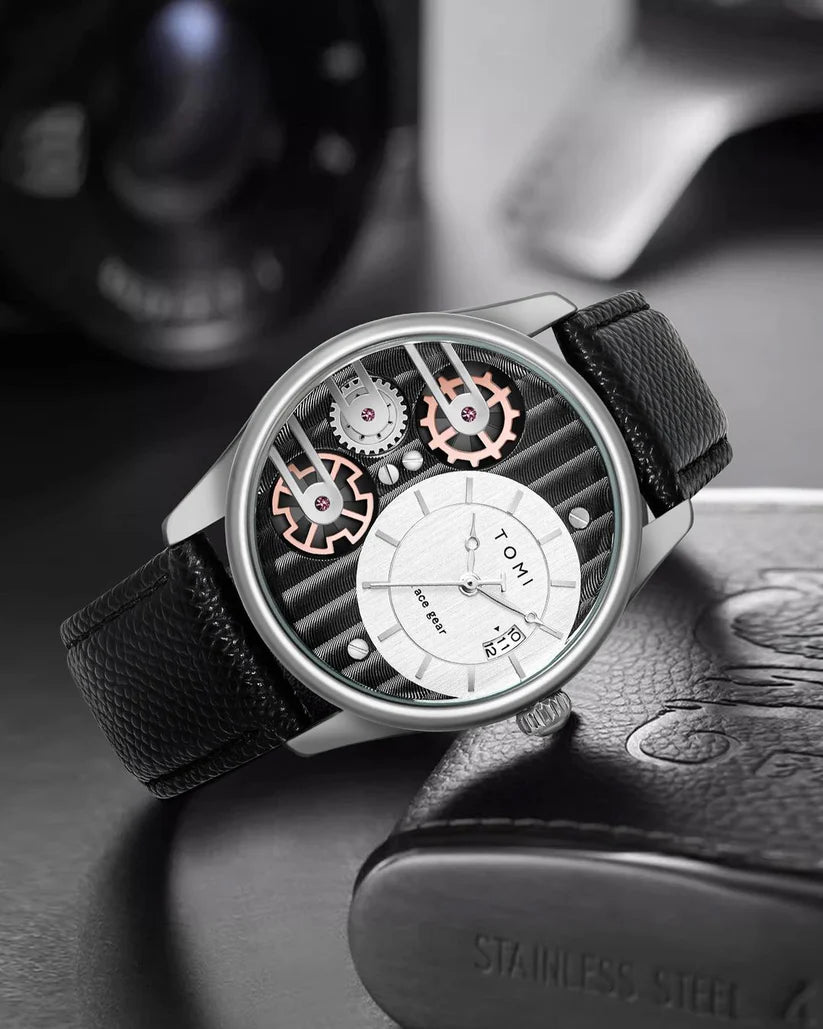 TOMI T-106 Dual Strap Face Gear Luxury Watch - Tomi Watches