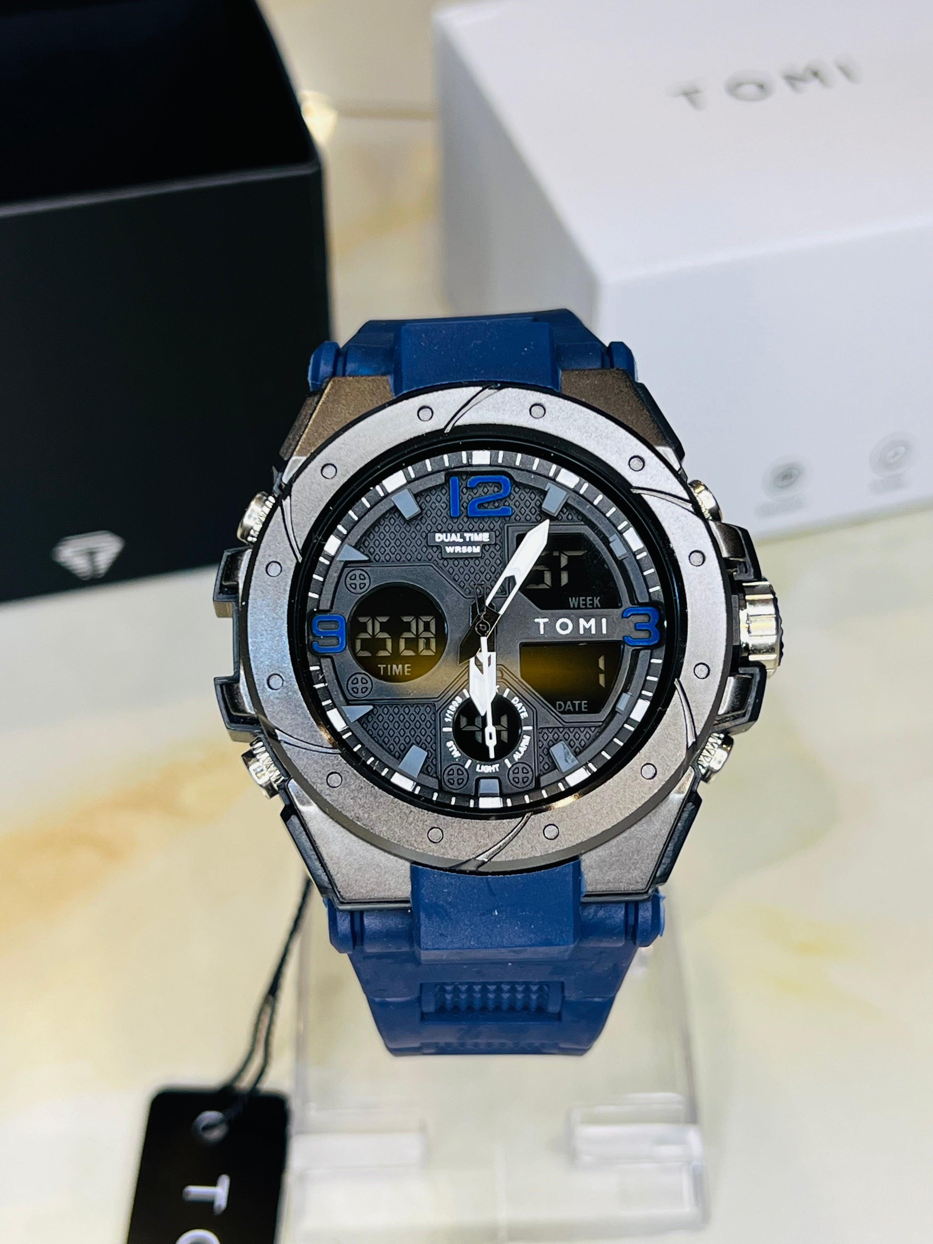 TOMI T-235 Sports Watch Dual Time Digital Analogue - Tomi Watches