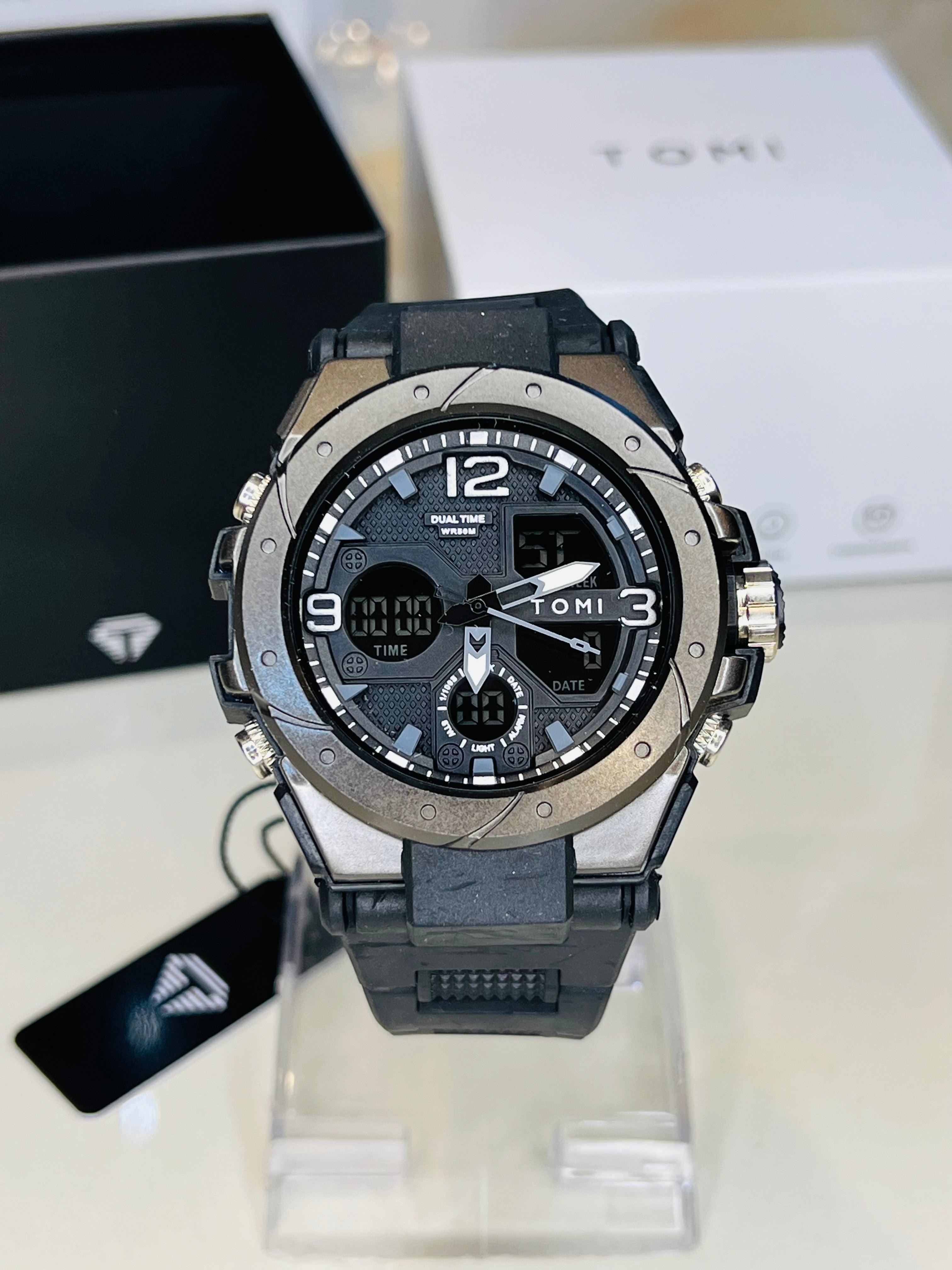 TOMI T-235 Sports Watch Dual Time Digital Analogue - Tomi Watches