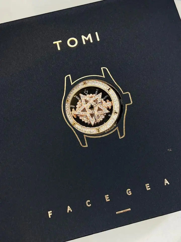 TOMI Skelton Iced Out Spinner Face Gear Silver - Tomi Watches