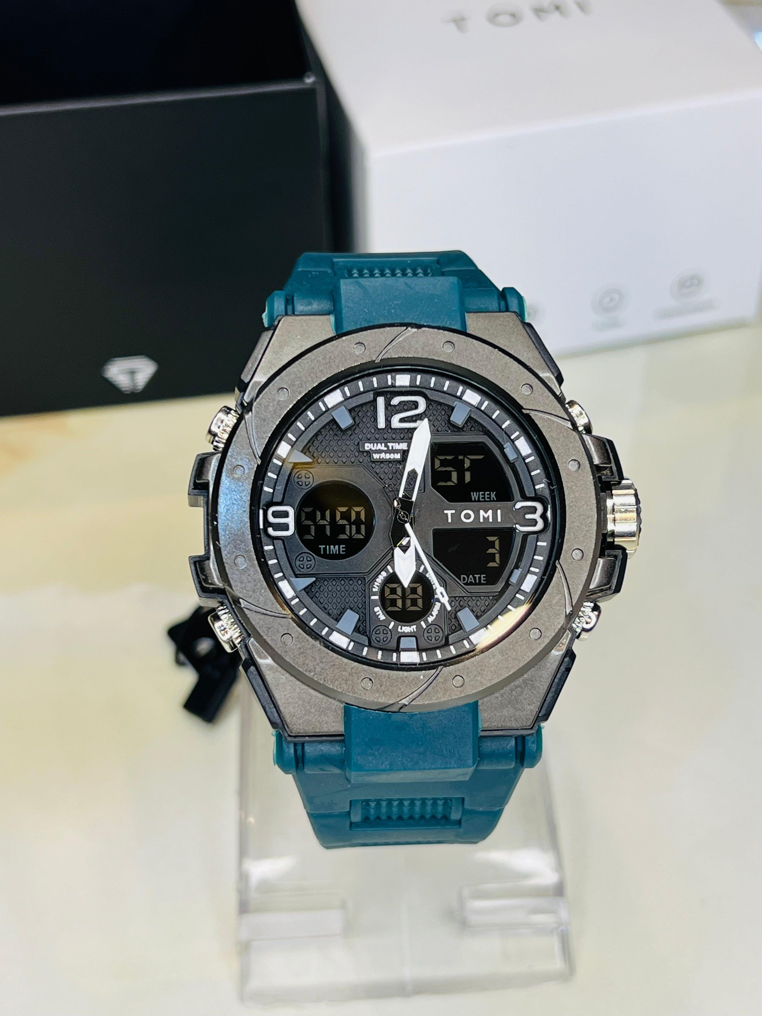 TOMI T-235 Sports Watch Dual Time Digital Analogue - Tomi Watches
