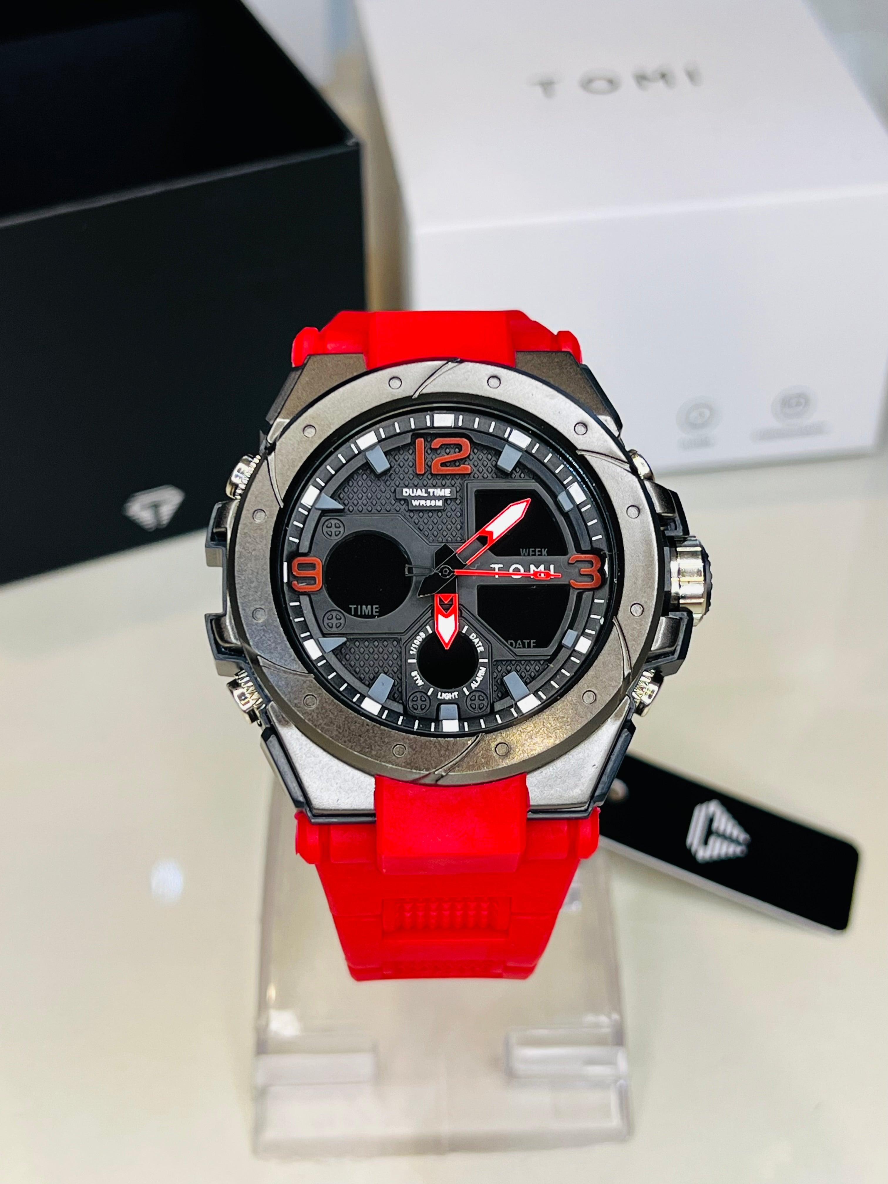 TOMI T-235 Sports Watch Dual Time Digital Analogue - Tomi Watches
