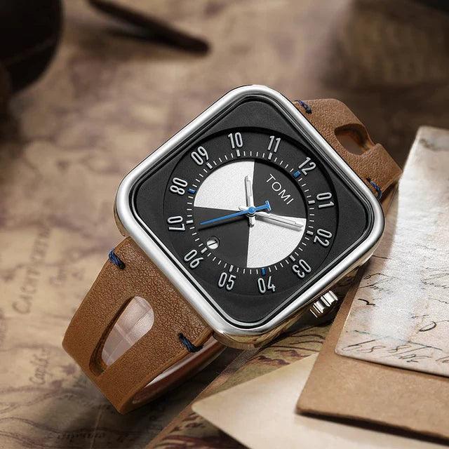 TOMI T-094 Luxury Watch Date Quartz Square Dial - Tomi Watches