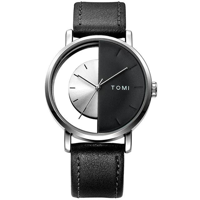 TOMI T-080 Unisex Watch Half Transparent Leather Strap - Tomi Watches