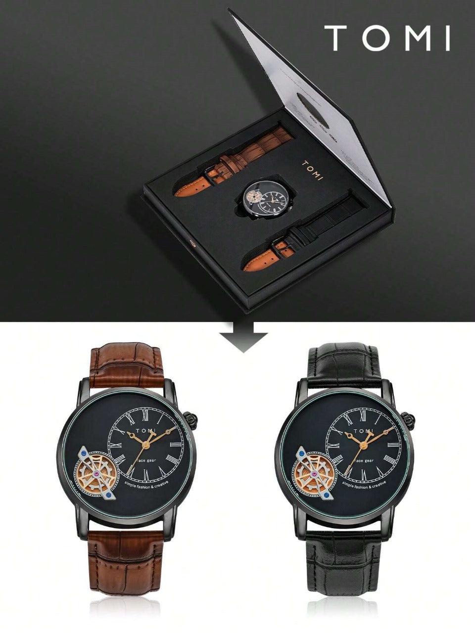 TOMI T-103 Face Gear Dual Strap Watch - Tomi Watches