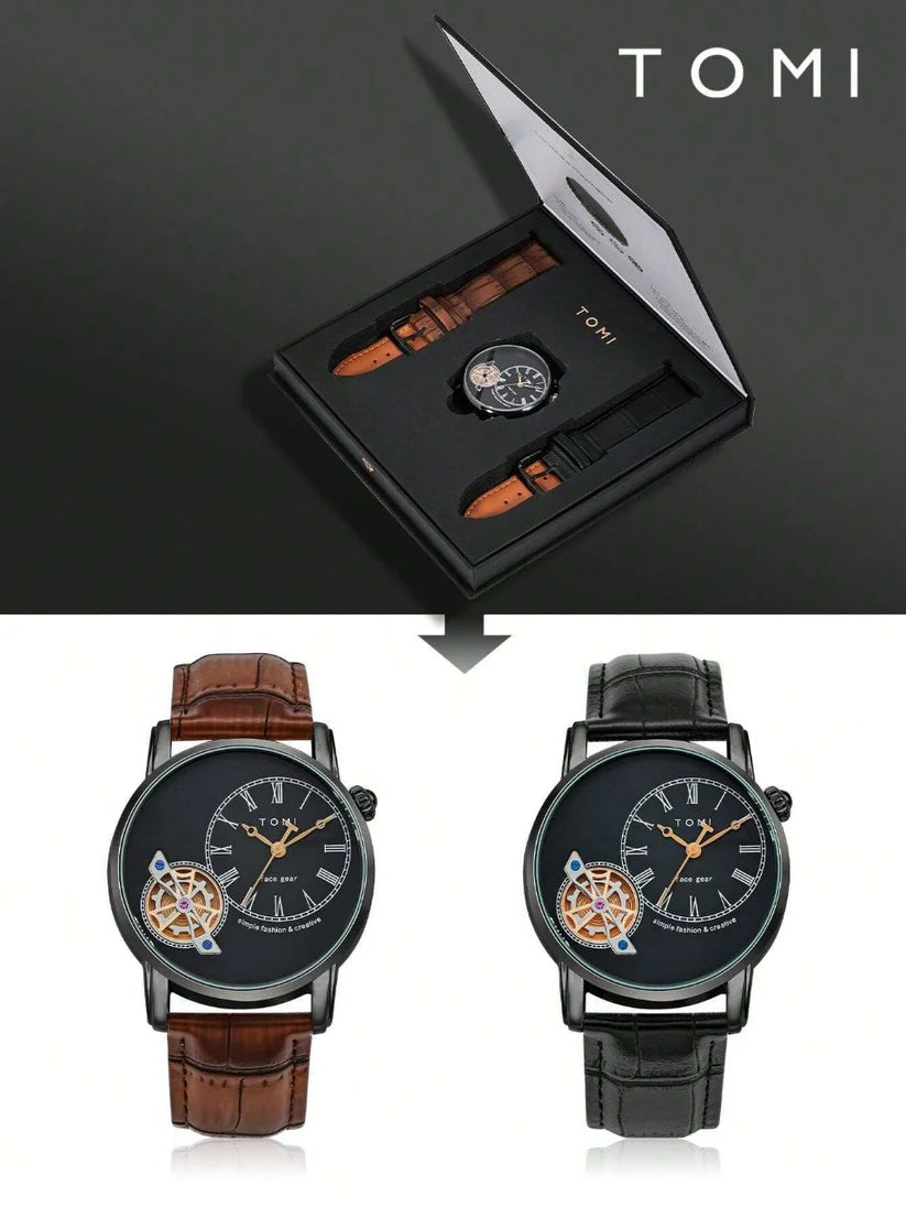 TOMI T-103 Face Gear Dual Strap Watch - Tomi Watches