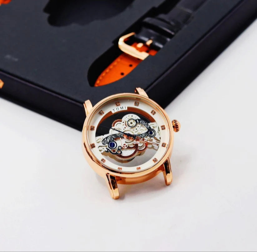 TOMI T-102 Skelton Face Gear Dual Strap Watch - Tomi Watches