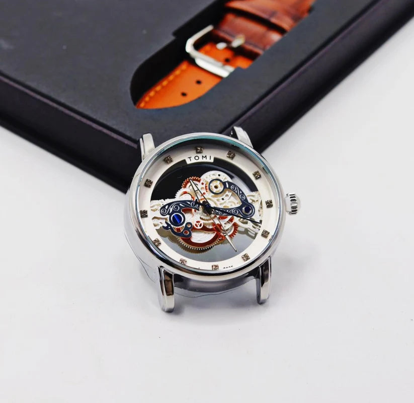 TOMI T-102 Skelton Face Gear Dual Strap Watch - Tomi Watches