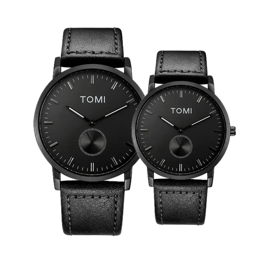 TOMI T-072 Couple Watch Chronograph Quartz Leather Straps - Tomi Watches