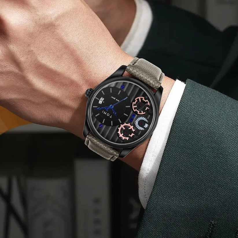 TOMI T-106 Dual Strap Face Gear Luxury Watch - Tomi Watches