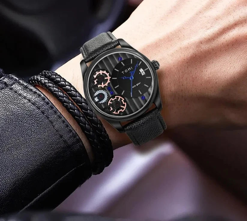TOMI T-106 Dual Strap Face Gear Luxury Watch - Tomi Watches
