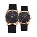 TOMI T-071 black dial couple watches with brown and black straps
