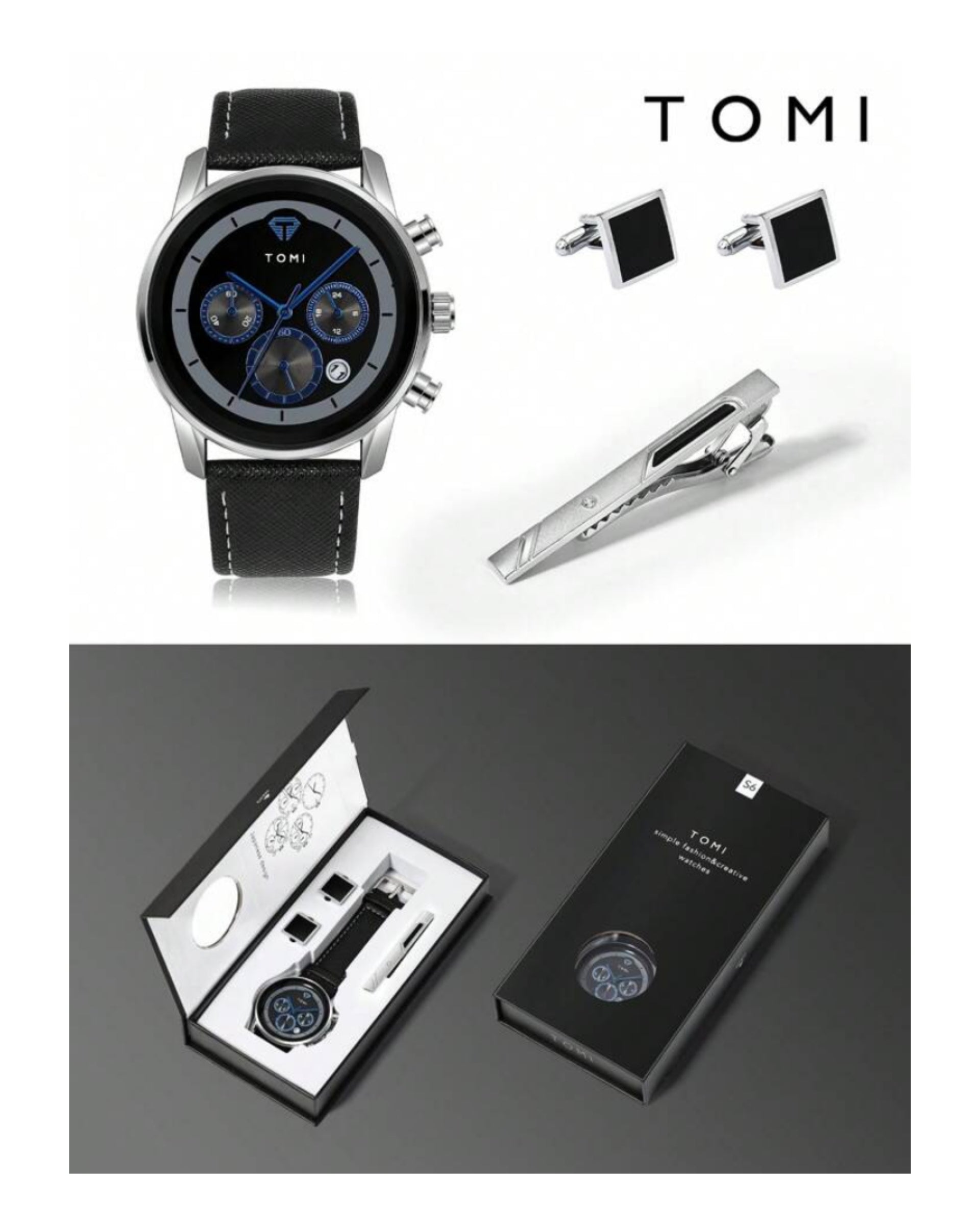 TOMI T-603 Luxury Business Watch Cufflinks Tie Pin - Tomi Watches