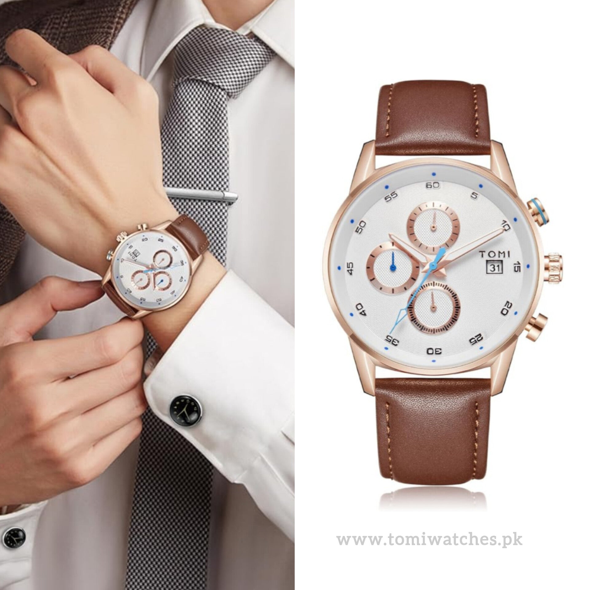 TOMI T-601 Luxury Watch Tie Pin & Cufflinks Set - Tomi Watches