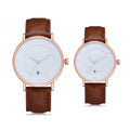 TOMI T-085 Couple Casual Watch Pack of 2 – Rose gold-cased set with white dials and brown leather straps.