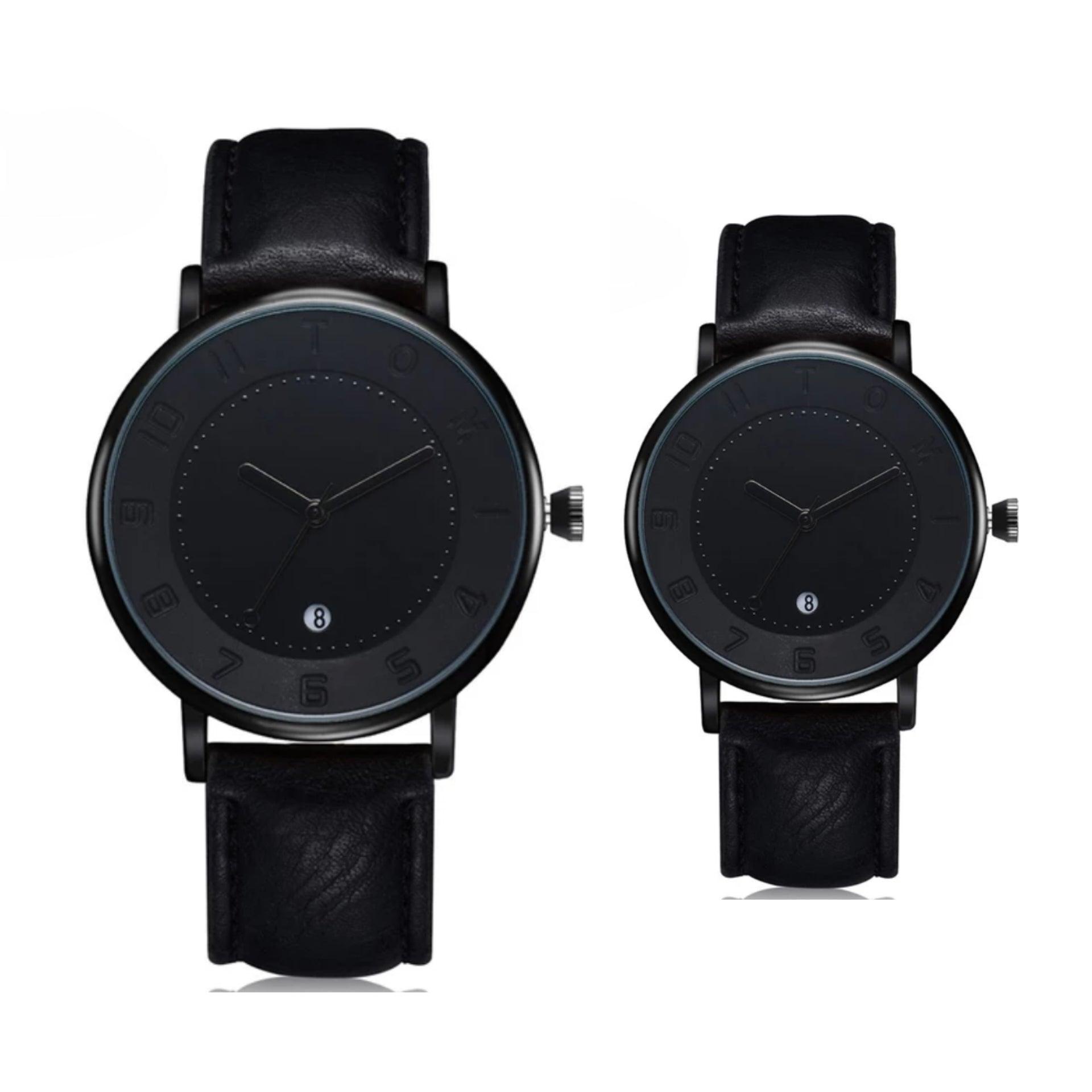 TOMI T-085 Couple Watch Date Quartz Leather Straps - Tomi Watches