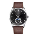 TOMI T-024 black dial watch with brown leather strap product view
