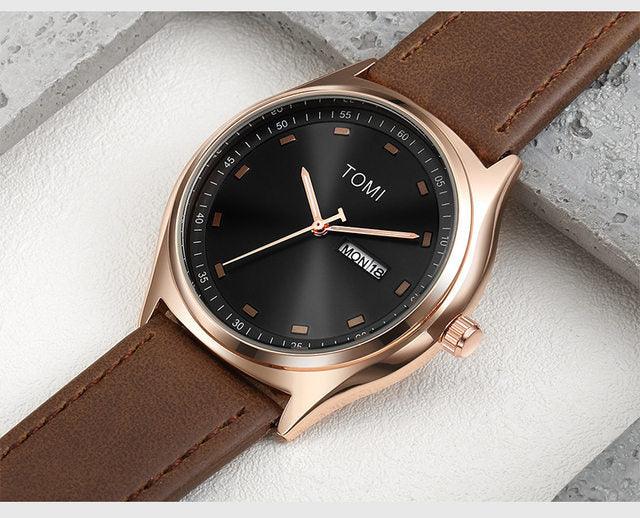 TOMI T-030 Men's Watch Date Day Quartz Leather Straps - Tomi Watches