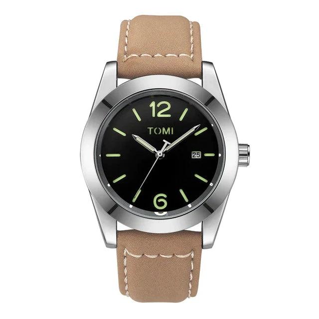 Beige Silver TOMI T-095 Men's Luxury Business Wrist Watch Quartz - Tomi Watches