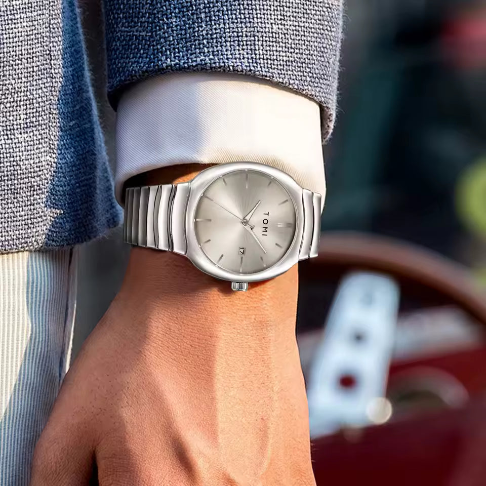 Tomi T-307 Luxury Quartz Stainless Steel Chain Wrist Watch for Mens | Elegant & Durable Timepiece - Tomi Watches