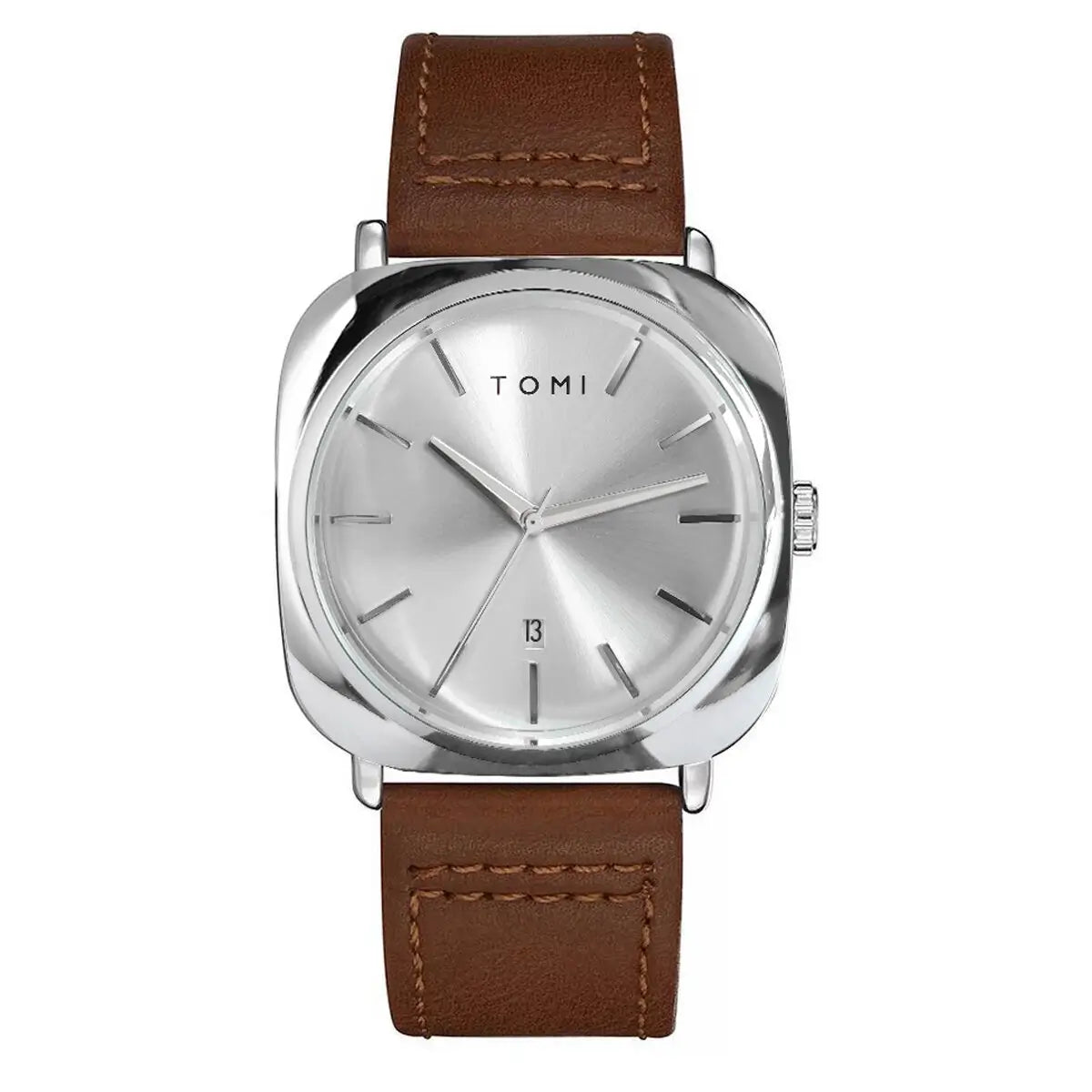 TOMI T-084 Men's Leather Strap Quartz Date Watch - Tomi Watches