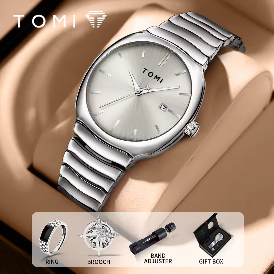 Tomi T-307 Luxury Quartz Stainless Steel Chain Wrist Watch for Mens | Elegant & Durable Timepiece - Tomi Watches