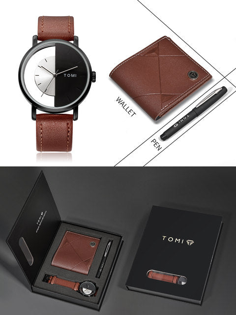 TOMI T-080 3PCS Gift Box Set with Watch, Wallet & Pen - Tomi Watches