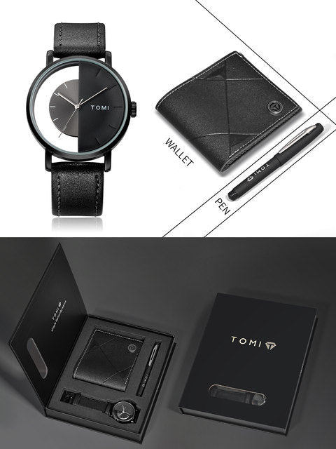 TOMI T-080 3PCS Gift Box Set with Watch, Wallet & Pen - Tomi Watches