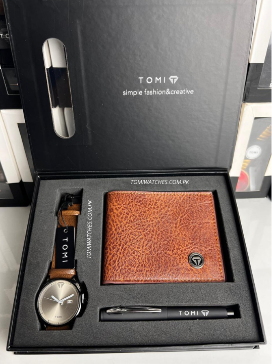 TOMI T-044 3PCS Gift Box Set with Watch, Wallet & Pen - Tomi Watches