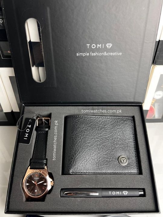 TOMI T-041 3PCS  Gift Box Set with Watch, Wallet & Pen - Tomi Watches