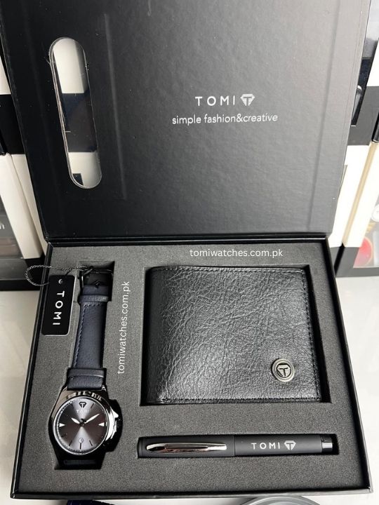 TOMI T-041 3PCS  Gift Box Set with Watch, Wallet & Pen - Tomi Watches