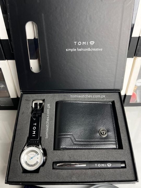 TOMI T-099 3PCS  Gift Box Set with Watch, Wallet & Pen - Tomi Watches