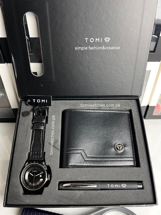 TOMI T-099 3PCS  Gift Box Set with Watch, Wallet & Pen - Tomi Watches
