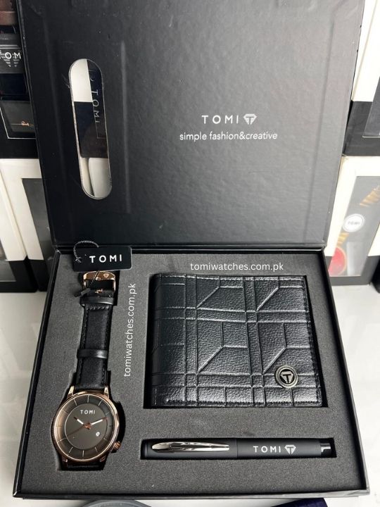 TOMI T-101 3PCS  Gift Box Set with Watch, Wallet & Pen - Tomi Watches