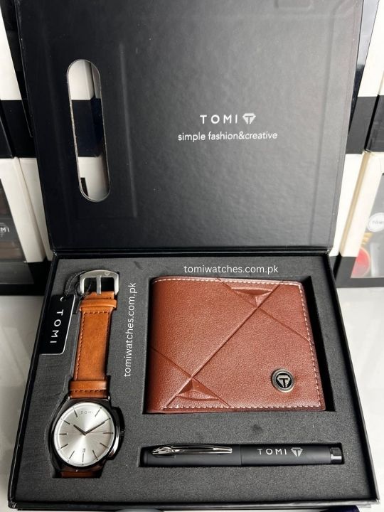 TOMI T-084 3PCS  Gift Box Set with Watch, Wallet & Pen - Tomi Watches