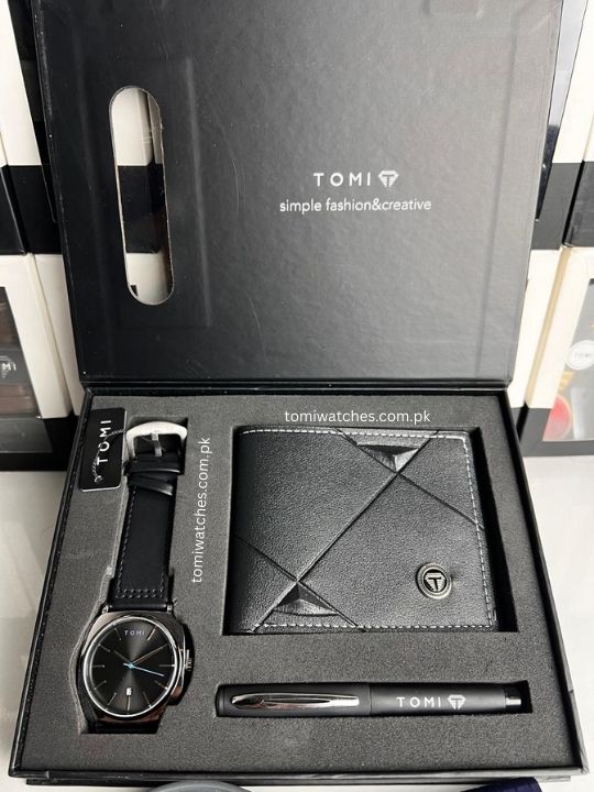 TOMI T-084 3PCS  Gift Box Set with Watch, Wallet & Pen - Tomi Watches