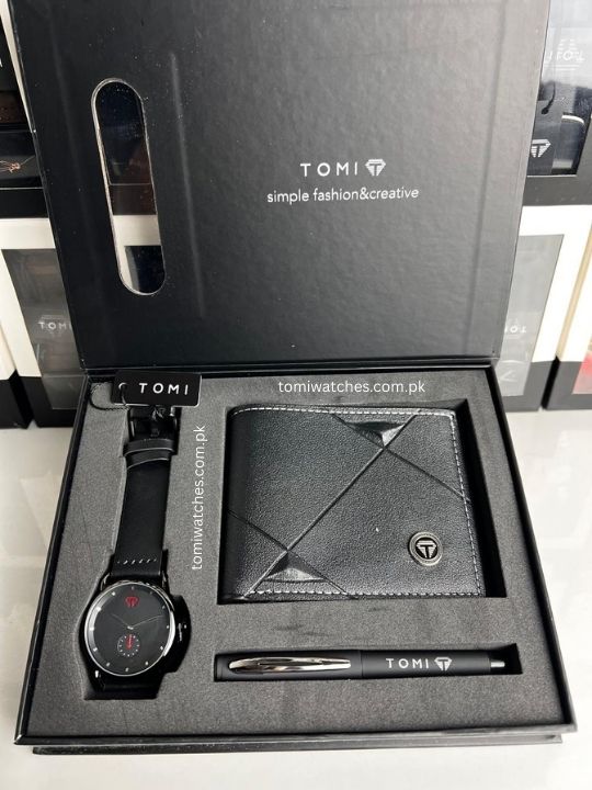 TOMI T-037 3PCS  Gift Box Set with Watch, Wallet & Pen - Tomi Watches