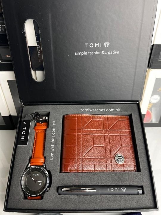 TOMI T-101 3PCS  Gift Box Set with Watch, Wallet & Pen - Tomi Watches