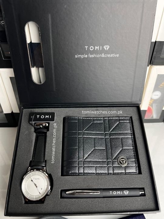 TOMI T-101 3PCS  Gift Box Set with Watch, Wallet & Pen - Tomi Watches