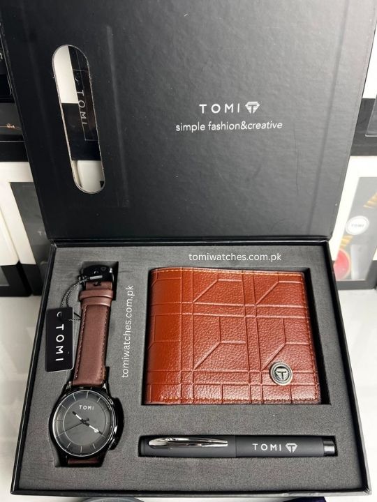 TOMI T-101 3PCS  Gift Box Set with Watch, Wallet & Pen - Tomi Watches
