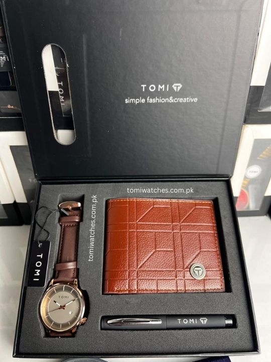 TOMI T-101 3PCS  Gift Box Set with Watch, Wallet & Pen - Tomi Watches