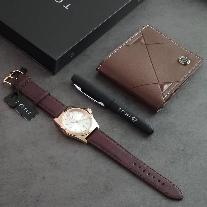 TOMI S8 Series Customized Gift Set – Watch, Wallet & Pen (Quartz) - Tomi Watches