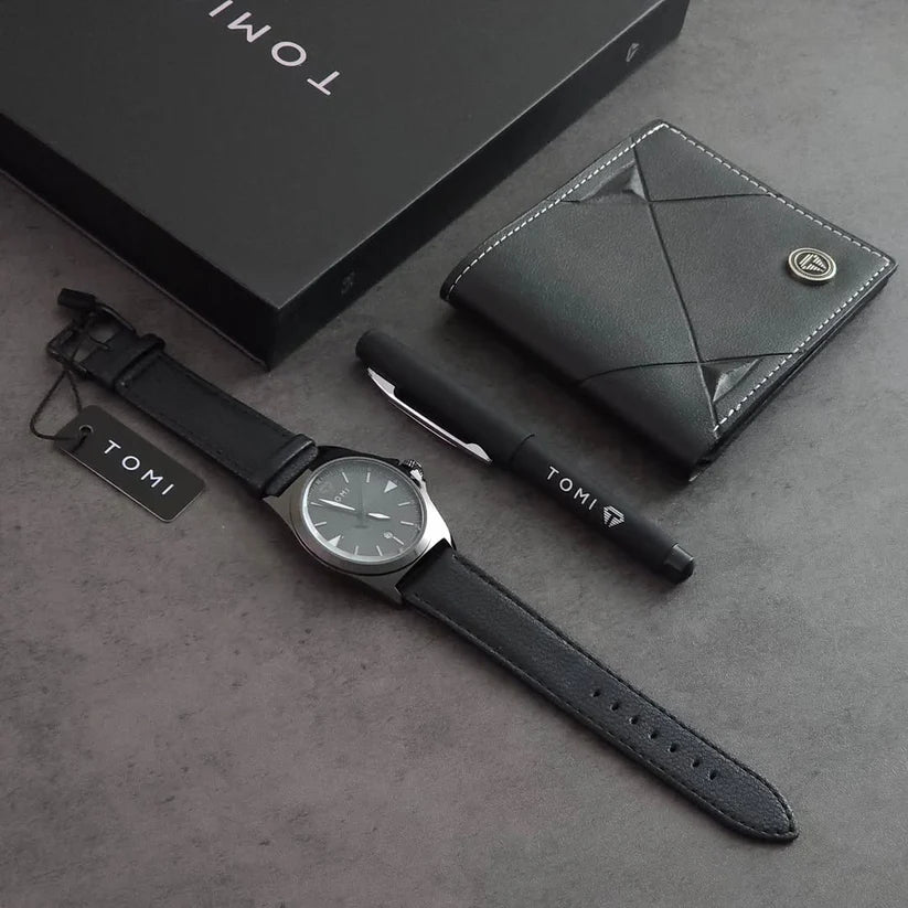 TOMI S8 Series Customized Gift Set – Watch, Wallet & Pen (Quartz) - Tomi Watches