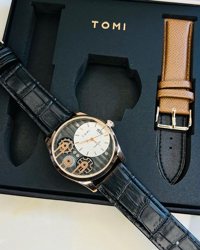 TOMI T-106 Dual Strap Face Gear Luxury Watch - Tomi Watches