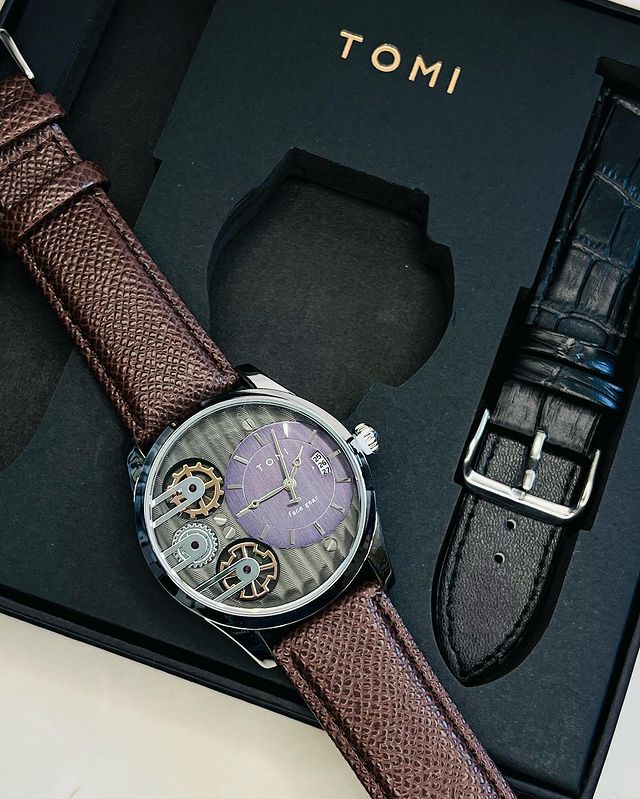 TOMI T-106 Dual Strap Face Gear Luxury Watch - Tomi Watches